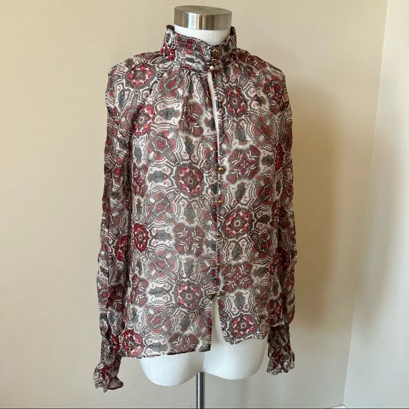 Ramy Brook chiffon button front silk blend blouse 5667 - Picture 3 of 7